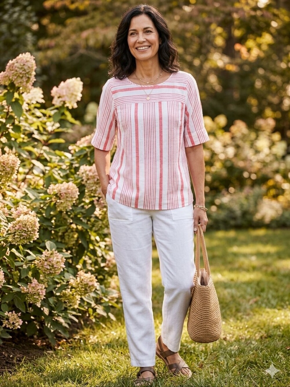 Liz Claiborne Pink & White Striped Top Womens Size Small
